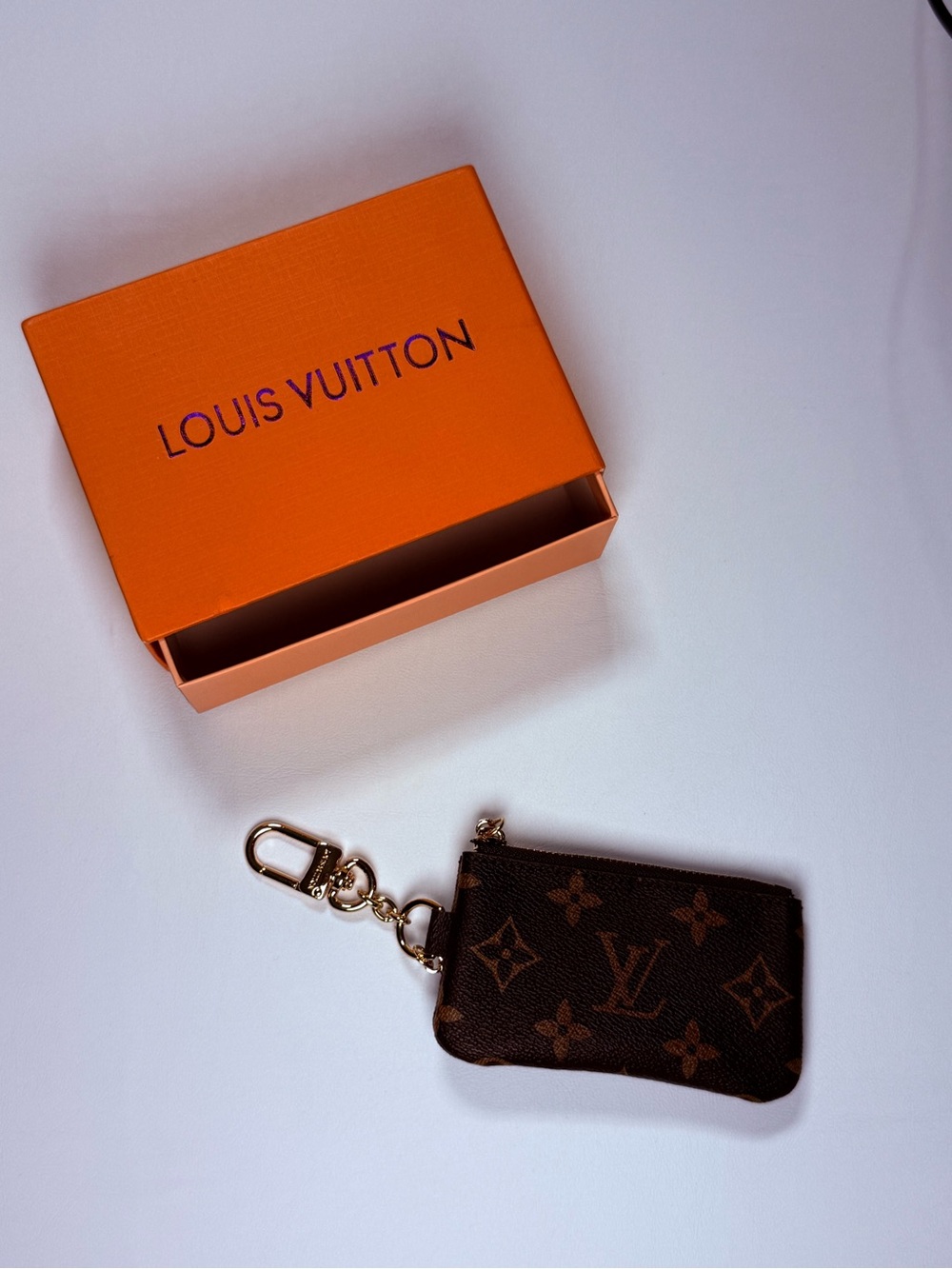 Louis Vuitton Brown Monogram Key Pouch with Gold Hardware